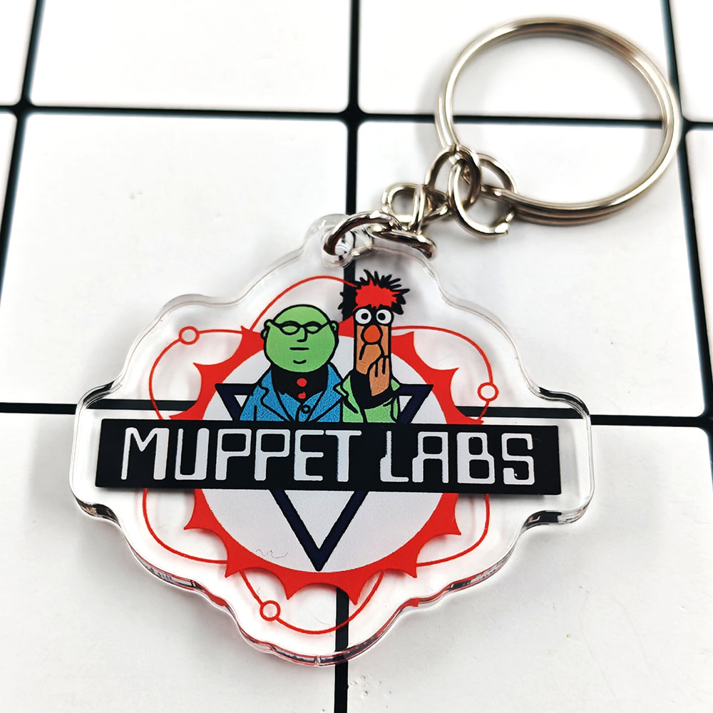 Science Bob - マペットラボ透明プラスチックキーホルダー漫画キャラクター識別ペンダントアニメ周辺キーリングバッグ装飾ギフト