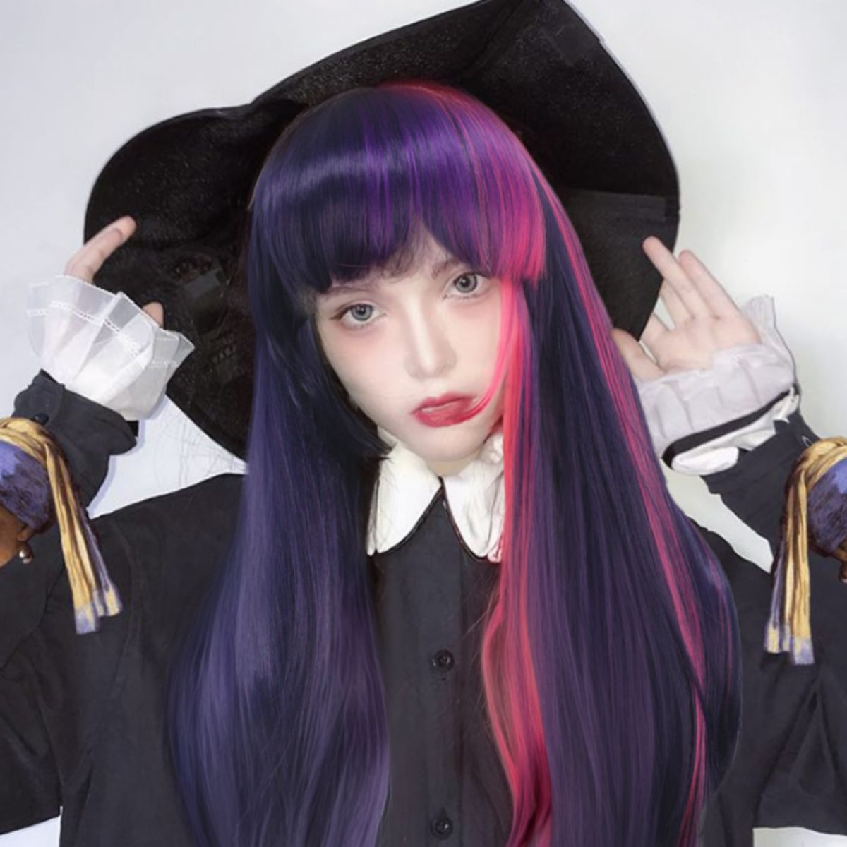 Science Bob - ピンクパープルきちんとした前髪ロングストレートヘア合成かつら化学繊維トワイライトスパークルロールプレイングアニメーションポニーフィギュア