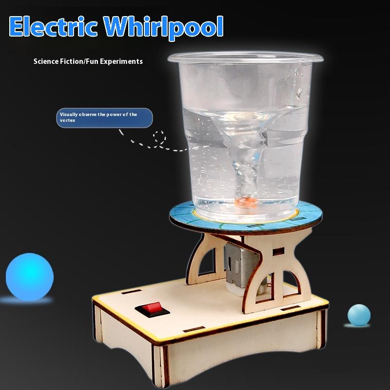 Science Project - 1 セット水トルネードスワールメーカー木製パズルノベルティ科学実験プロジェクトギフト子供のための DIY 電気科学おもちゃ