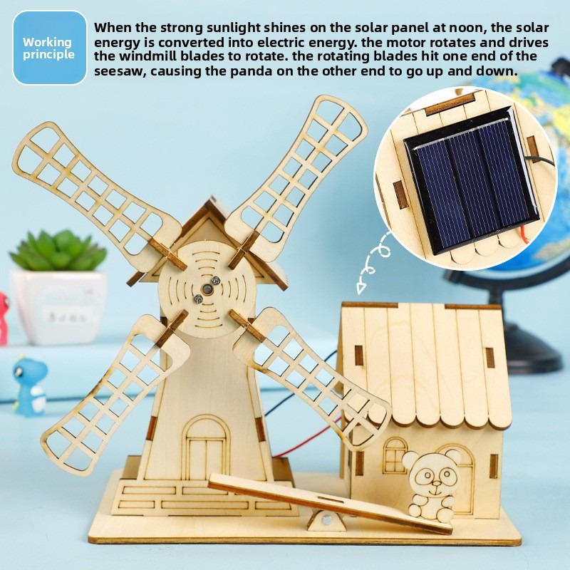 Science Max - 太陽光発電風車ハウス、子供向けDIY手作り組み立てモデル、教育科学実験用DIYギフト