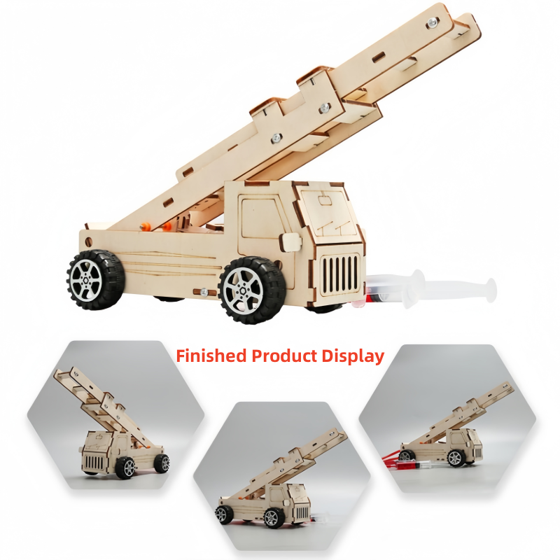 Science Project Kit - DIY木製はしご消防車モデルキット 子供向け - 教育用物理科学玩具 STEM学習実験ツール 子供へのギフト