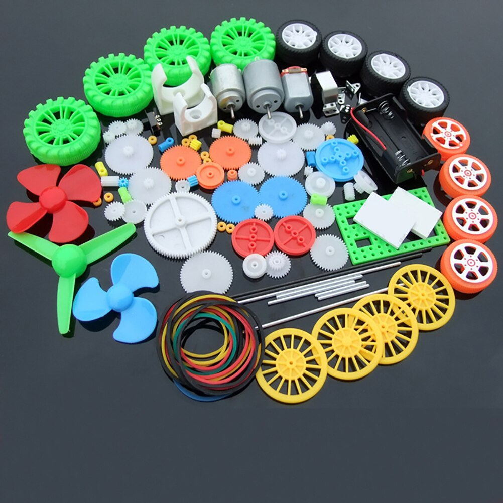 Science Project - 112個のDCモーターキット、プラスチックギア付き電動ミニモーター、モーターマウントブラケット、シャフトプロペラ、DIY科学プロジェクト用