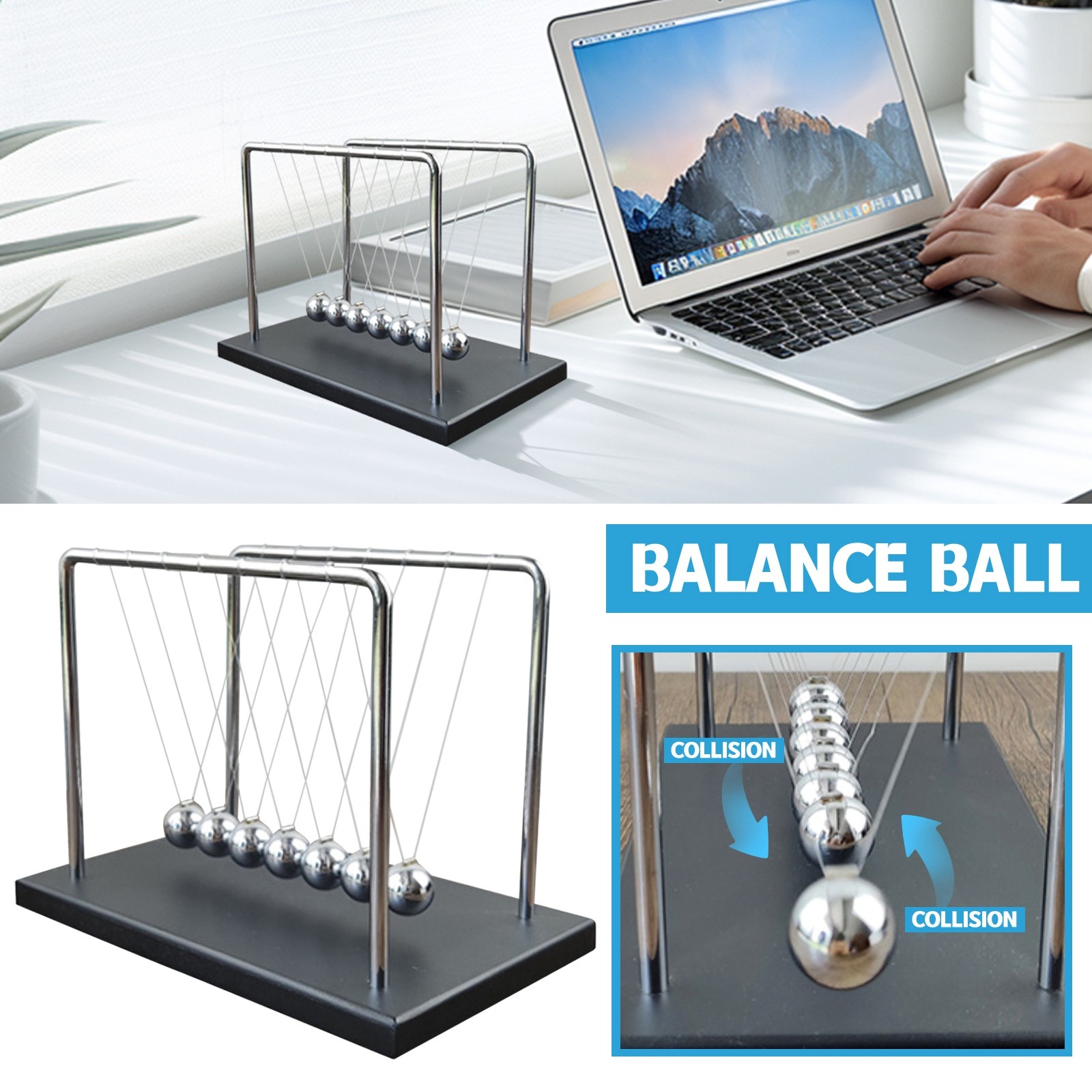 7 ボールメカニックカーブニュートン振り子ボール金属ニュート - Newton Cradle Large のレビューと価格